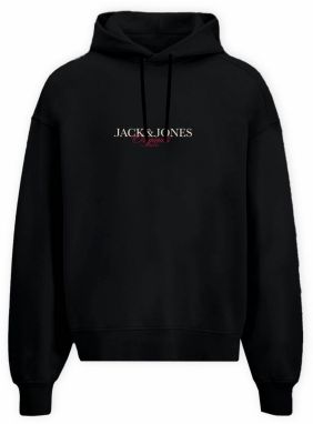 JACK & JONES Mikina 'JORBILLYBURG'  karmínovo červená / čierna / biela