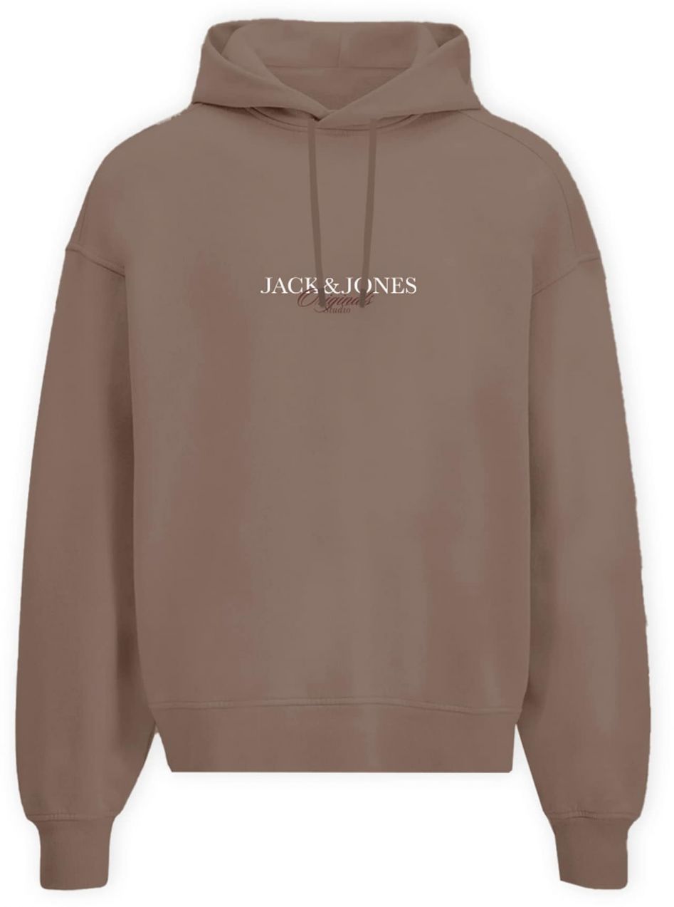 JACK & JONES Mikina 'JORBILLYBURG'  svetlohnedá / tmavohnedá / biela