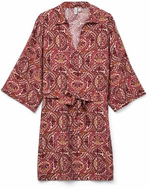 VERO MODA Šaty 'VMFLORENCE'  nebielená / karí / vínovo červená / tmavočervená