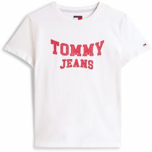 Tommy Jeans Tričko 'VARSITY'  červená / biela