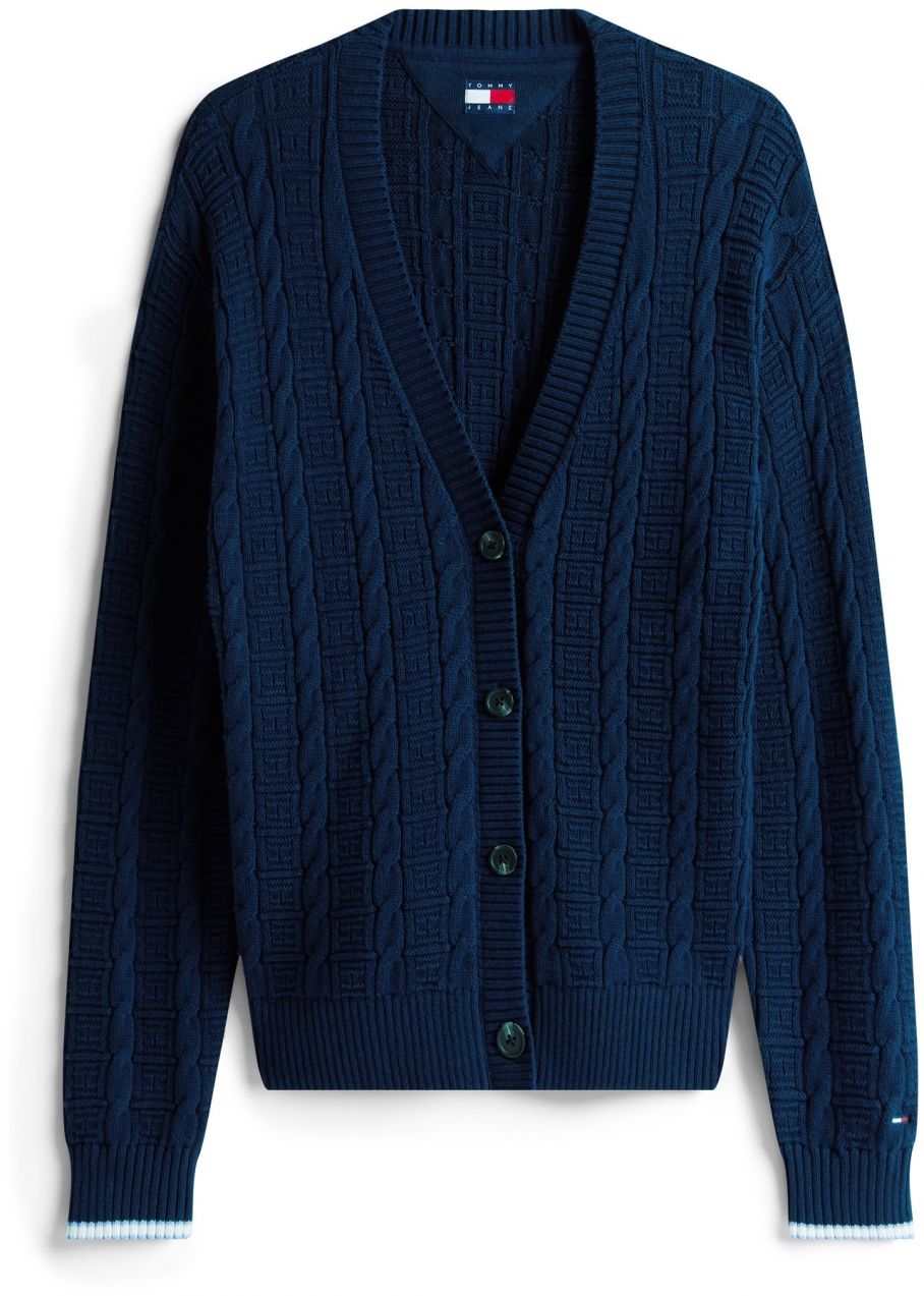 Tommy Jeans Kardigán  námornícka modrá / biela