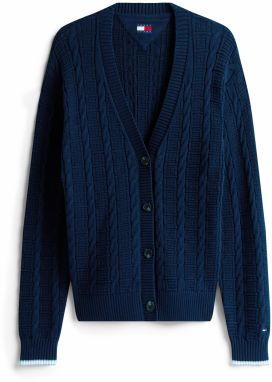 Tommy Jeans Kardigán  námornícka modrá / biela