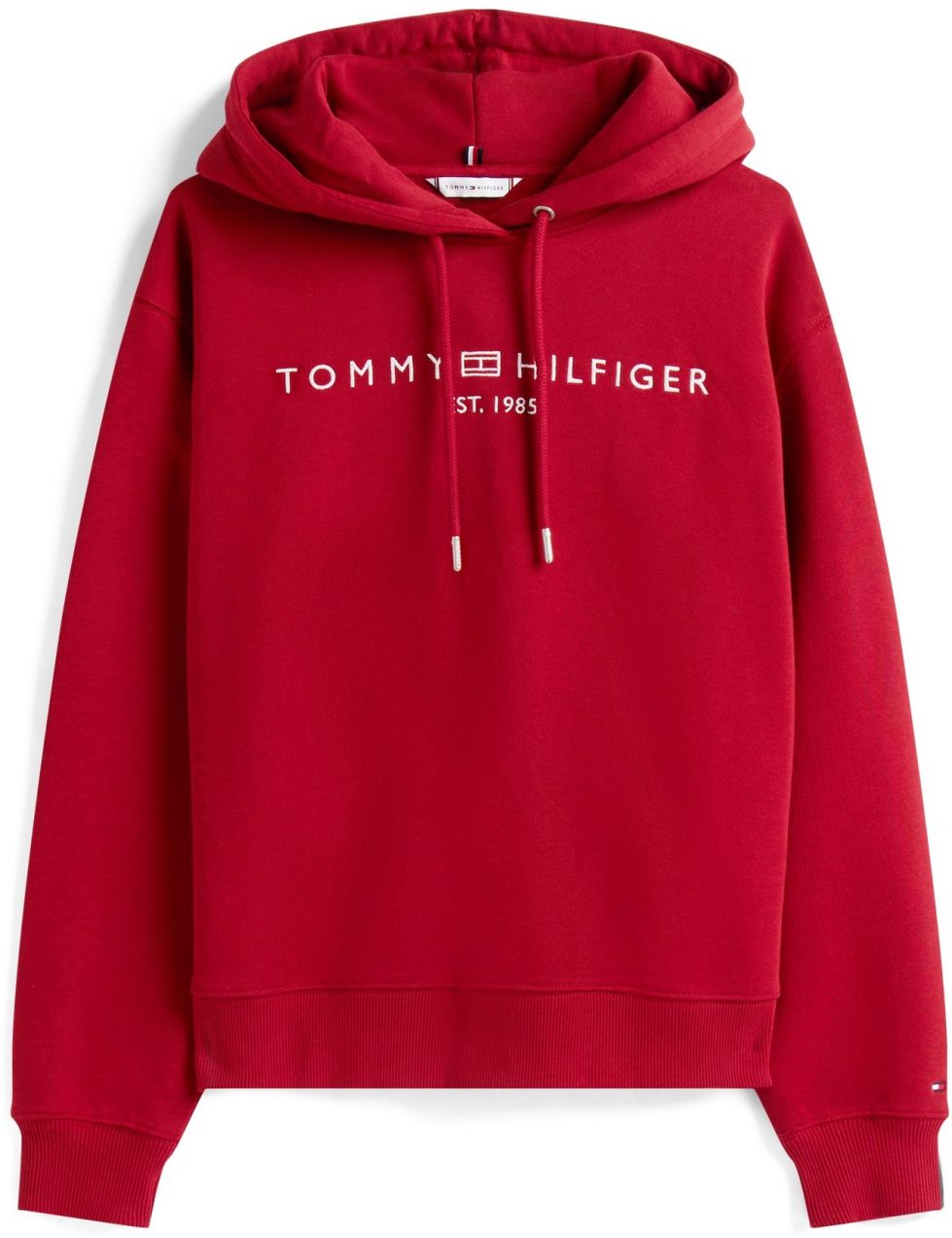 TOMMY HILFIGER Mikina  tmavočervená / biela
