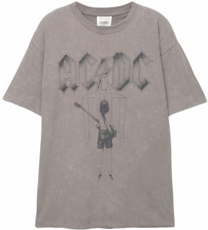 Pull&Bear Tričko 'ACDC'  sivá / čierna
