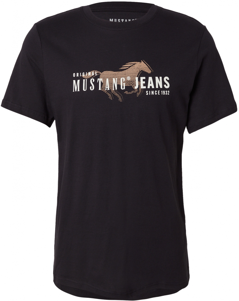 MUSTANG Tričko 'AUSTIN'  svetlohnedá / čierna / biela