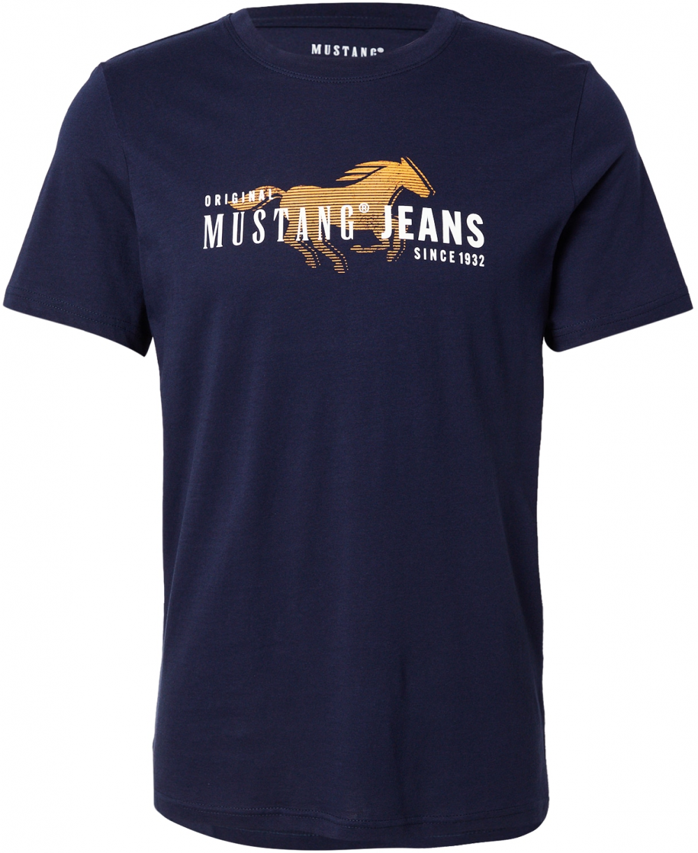MUSTANG Tričko 'AUSTIN'  námornícka modrá / zlatá žltá / biela