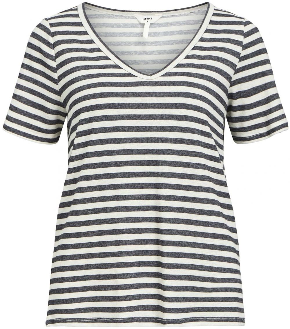 OBJECT Tričko 'Thea'  čierna melírovaná / biela