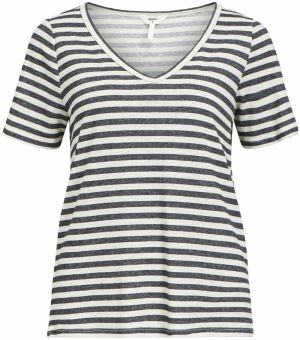 OBJECT Tričko 'Thea'  čierna melírovaná / biela