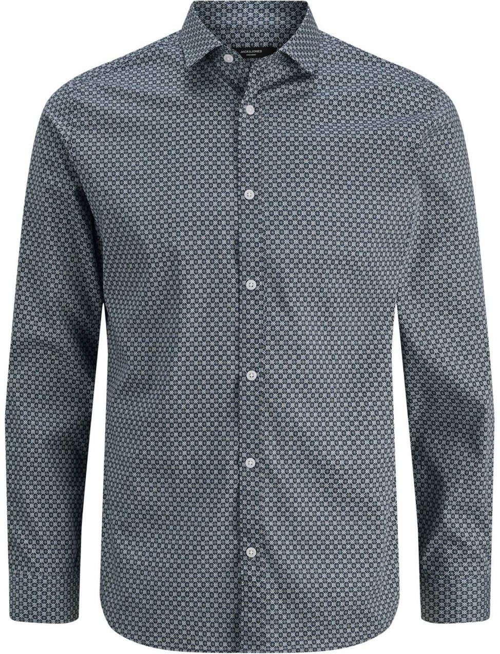 JACK & JONES Košeľa 'JPRBL A Black Pool'  tmavomodrá / sivobéžová / biela
