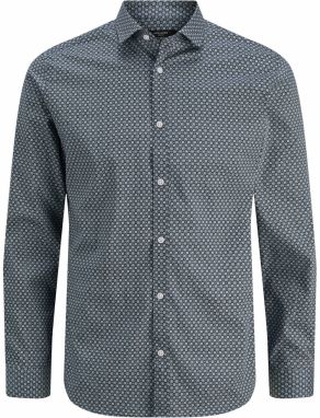 JACK & JONES Košeľa 'JPRBL A Black Pool'  tmavomodrá / sivobéžová / biela