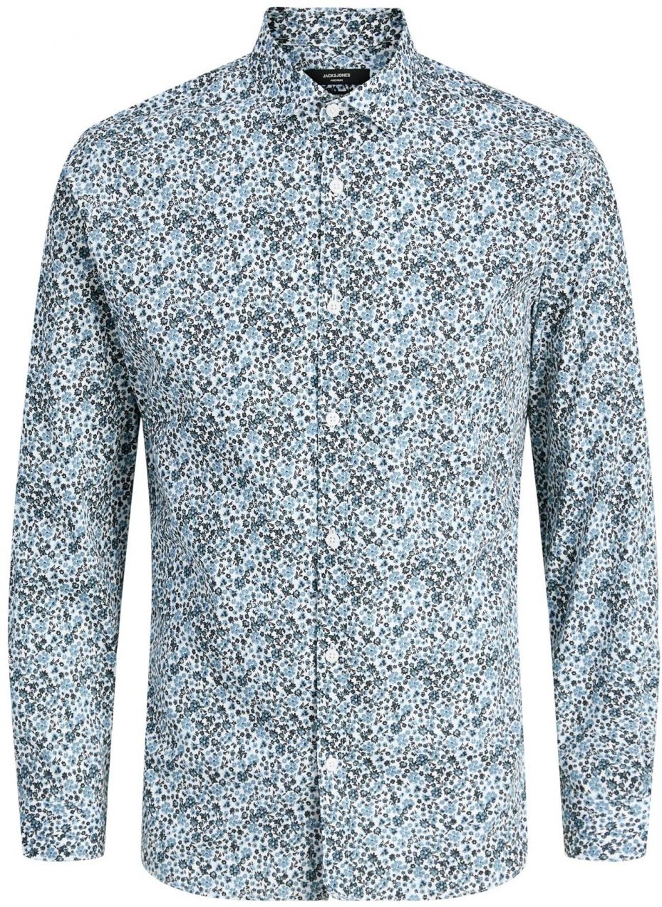 JACK & JONES Košeľa 'JPRBL A Black Pool'  svetlomodrá / tmavomodrá / biela