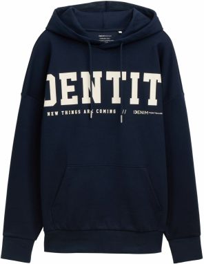 TOM TAILOR DENIM Mikina  tmavomodrá / biela