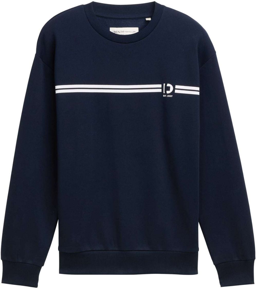 TOM TAILOR DENIM Mikina  námornícka modrá / biela