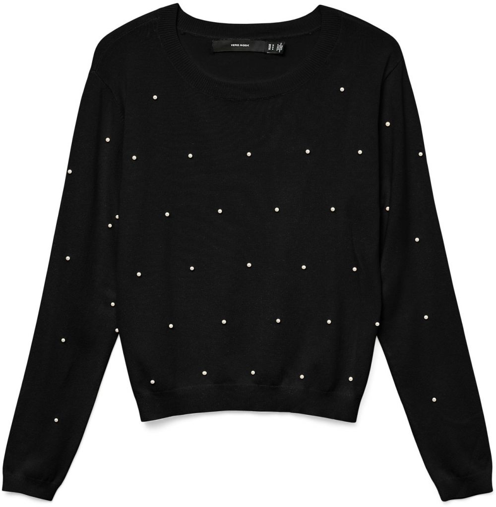 VERO MODA Sveter 'VMGLORY'  čierna / perlovo biela