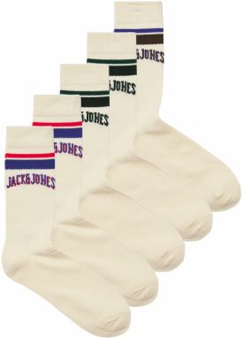 JACK & JONES Ponožky 'JACMATEO'  krémová / tmavomodrá / jasne červená / čierna