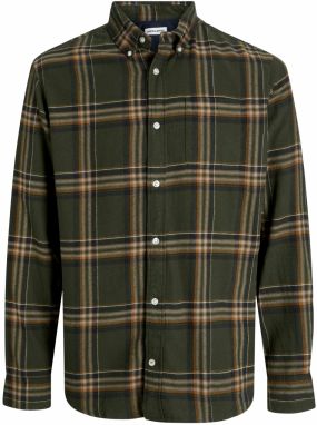 JACK & JONES Košeľa 'JJEClassic'  olivová / tmavooranžová / čierna / biela