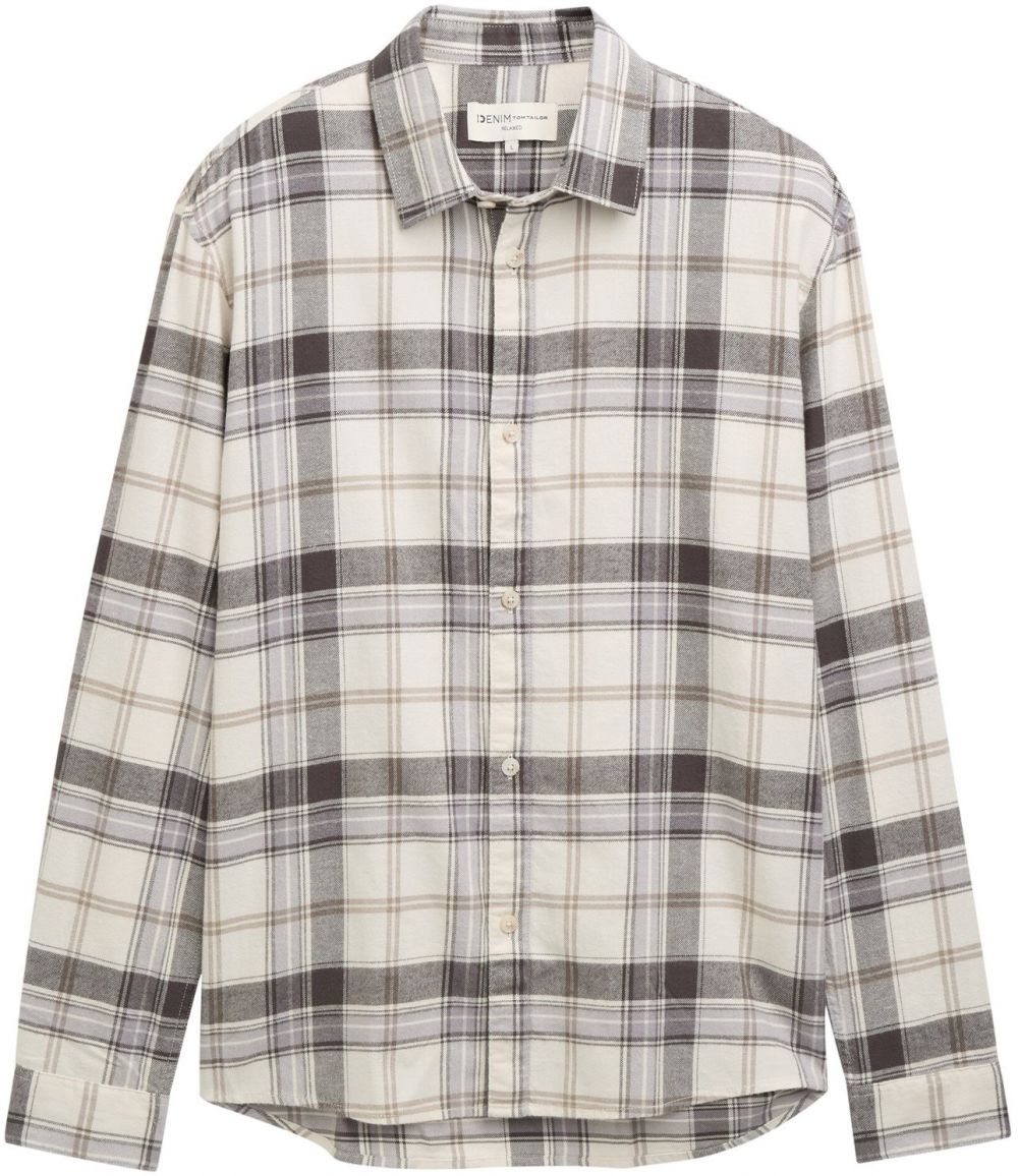 TOM TAILOR DENIM Košeľa  béžová / hnedá / čierna