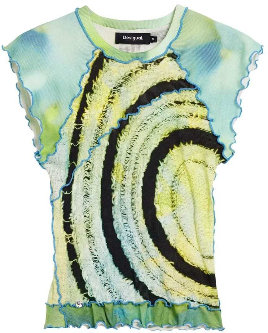 Desigual Tričko  žltá / zelená / čierna