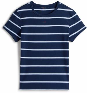 Tommy Jeans Tričko 'ESSENTIAL'  námornícka modrá / svetlomodrá / biela