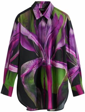 Desigual Blúzka  trávovo zelená / fialová / tmavoružová / čierna