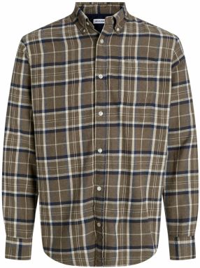 JACK & JONES Košeľa 'JJEClassic'  tmavomodrá / brokátová / biela