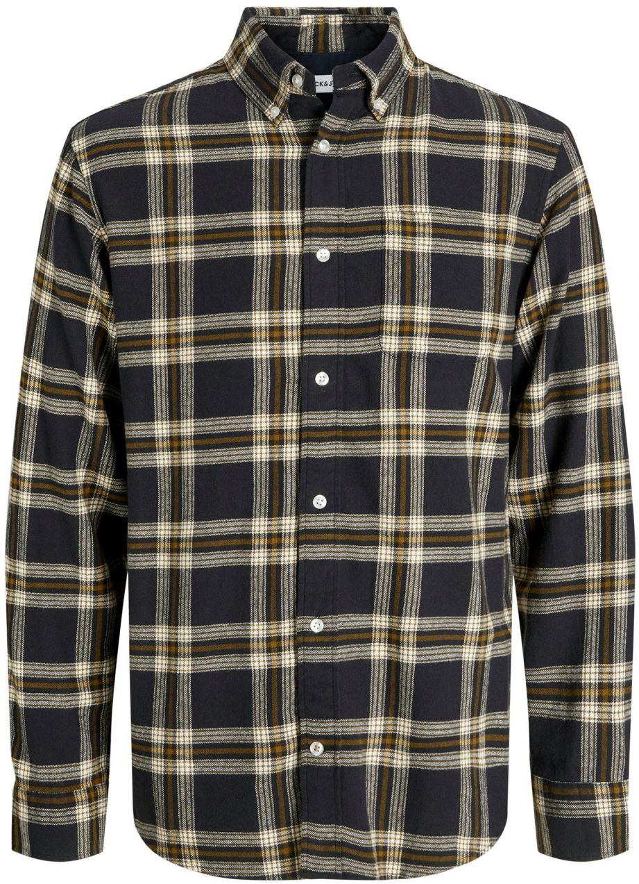 JACK & JONES Košeľa 'JJEClassic'  tmavooranžová / čierna / biela