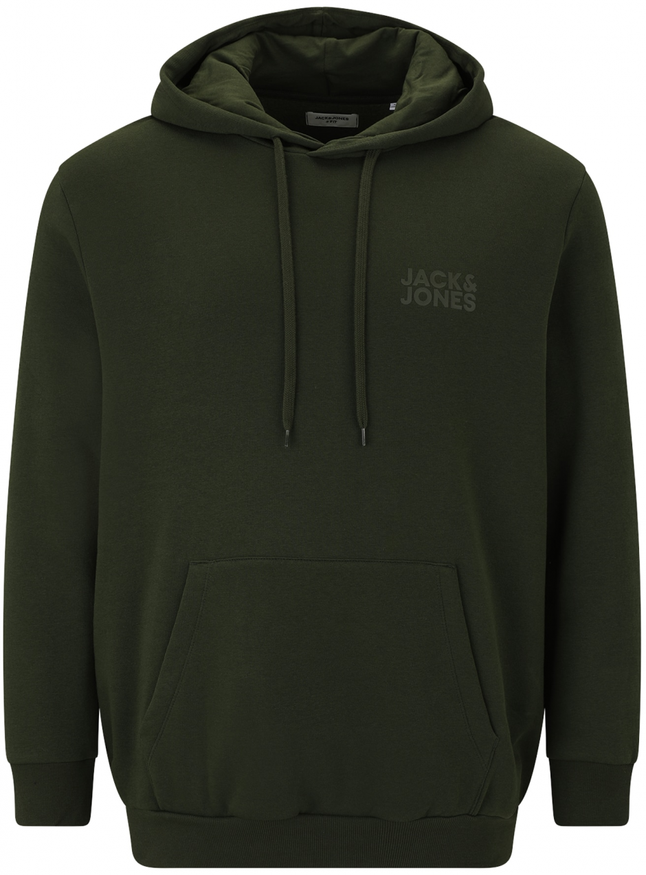 Jack & Jones Plus Mikina 'JJECORP'  tmavozelená