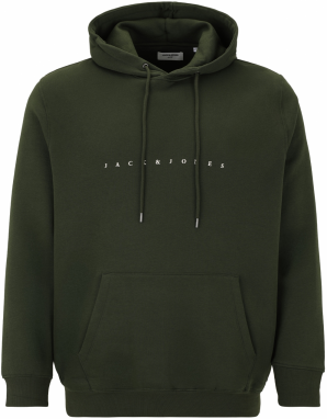 Jack & Jones Plus Mikina 'JJEStar'  tmavozelená / biela