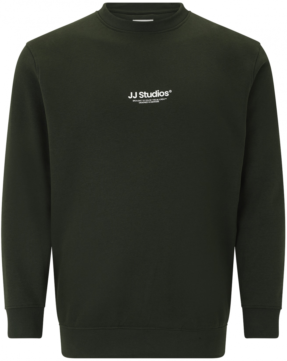 Jack & Jones Plus Mikina 'JJESOHO'  tmavozelená / biela