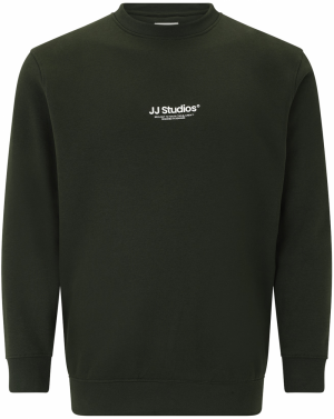 Jack & Jones Plus Mikina 'JJESOHO'  tmavozelená / biela