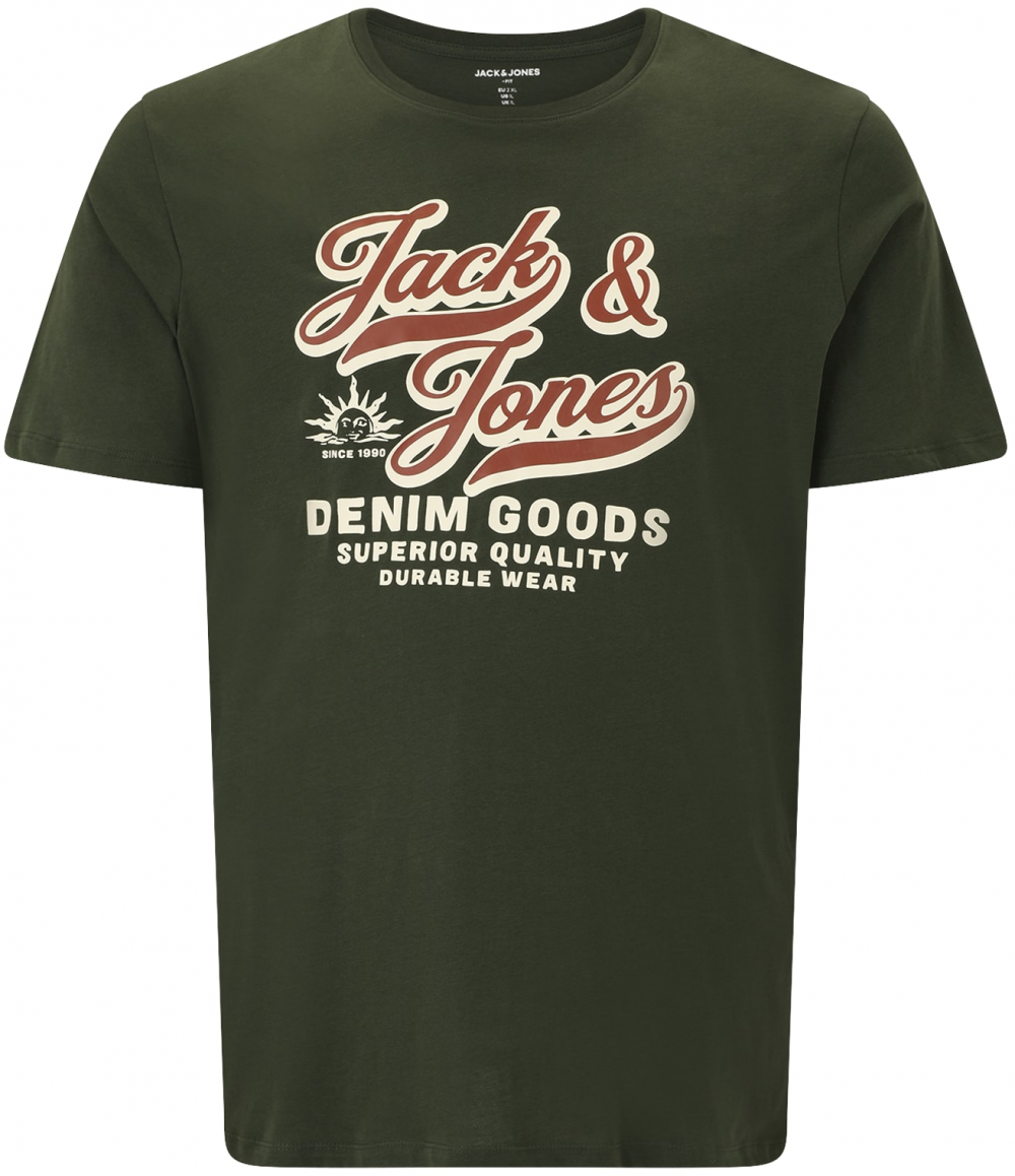 Jack & Jones Plus Tričko  zelená / tmavooranžová / biela