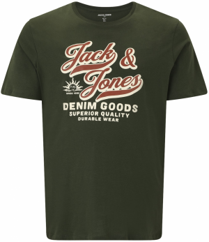 Jack & Jones Plus Tričko  zelená / tmavooranžová / biela