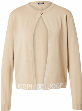 JOOP! Kardigán 'Kona'  svetlohnedá / prírodná biela