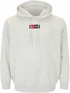 Jack & Jones Plus Mikina 'JJPAN'  tmavomodrá / ohnivo červená / biela melírovaná