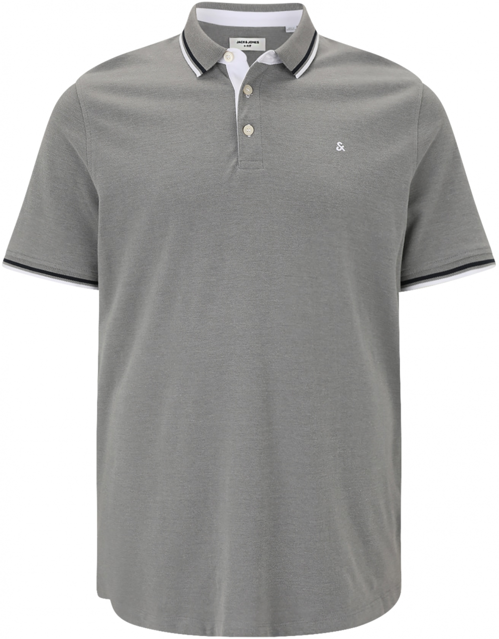 Jack & Jones Plus Tričko 'JJEPAULOS'  sivá / čierna / biela