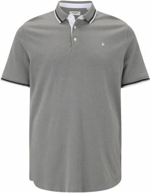 Jack & Jones Plus Tričko 'JJEPAULOS'  sivá / čierna / biela