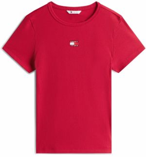 Tommy Jeans Tričko  ohnivo červená / brusnicová / biela