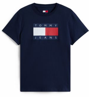 Tommy Jeans Tričko  námornícka modrá / rubínová / biela