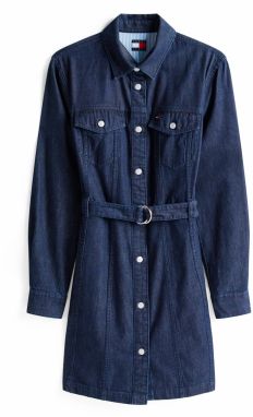 Tommy Jeans Košeľové šaty  tmavomodrá