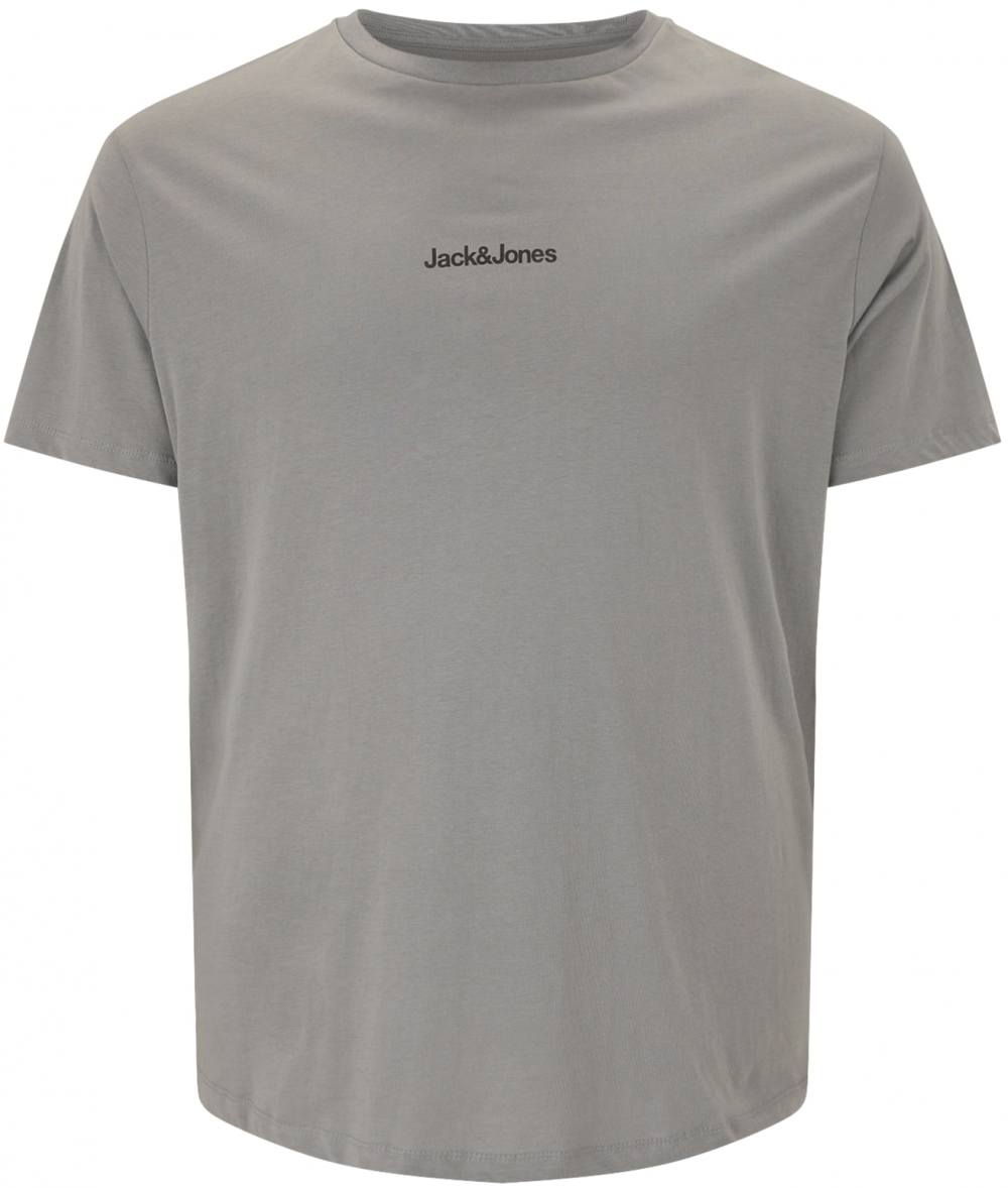 Jack & Jones Plus Tričko 'JJMINE'  dymovo šedá / oranžová / čierna / biela