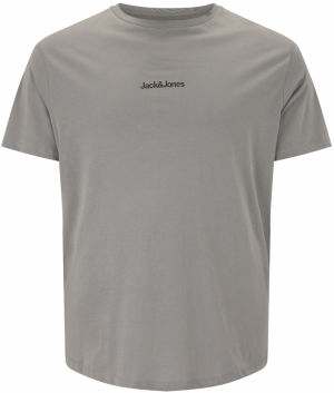 Jack & Jones Plus Tričko 'JJMINE'  dymovo šedá / oranžová / čierna / biela