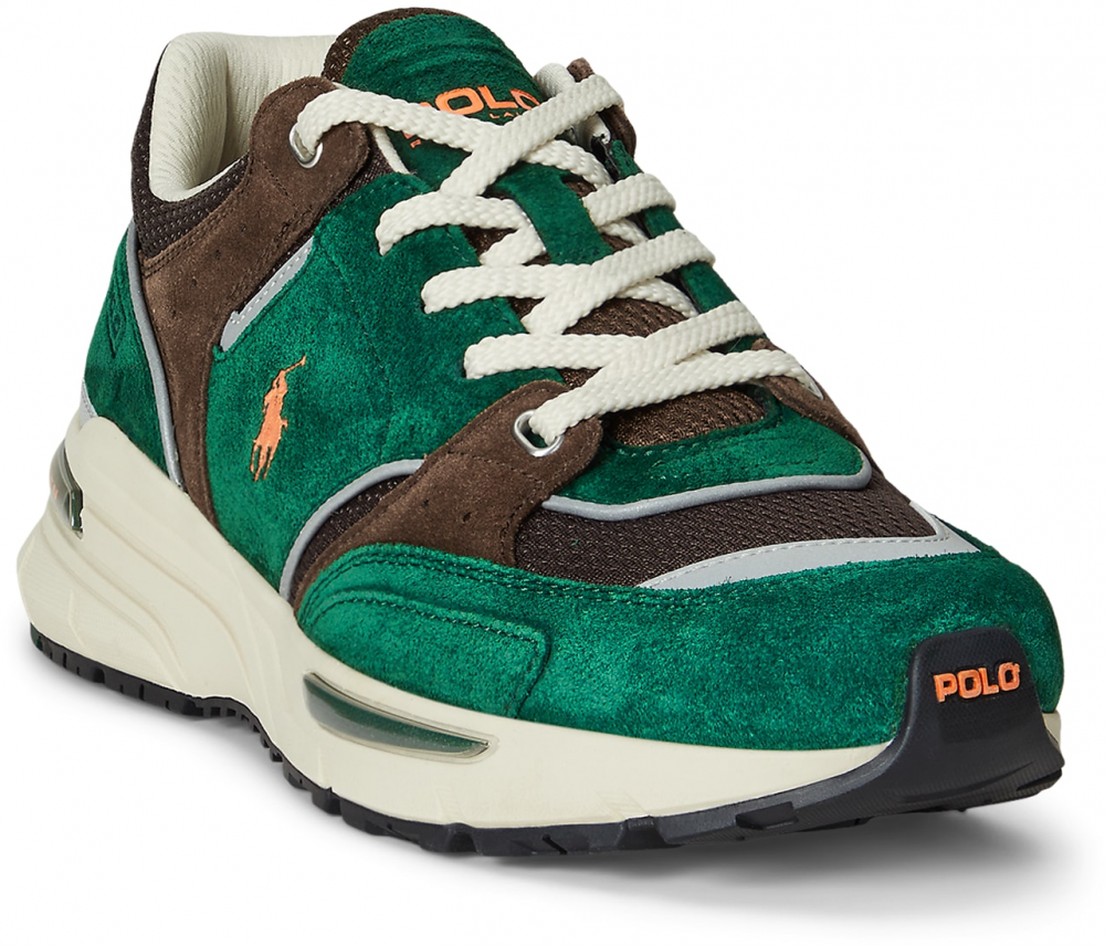 Polo Ralph Lauren Nízke tenisky 'TRACKSTR 250'  tmavohnedá / striebornosivá / smaragdová / oranžová