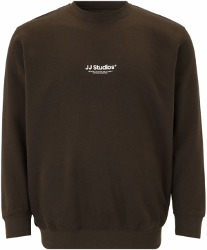 Jack & Jones Plus Mikina 'JJESOHO'  hnedá / biela