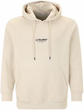 Jack & Jones Plus Mikina 'JJESOHO'  sivobéžová / čierna