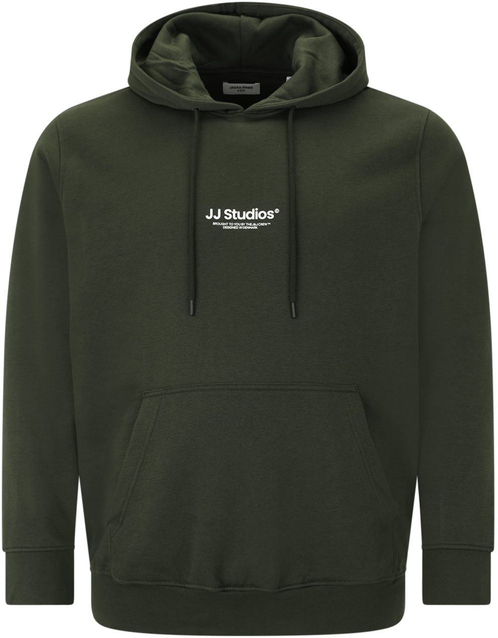 Jack & Jones Plus Mikina 'JJESOHO'  tmavozelená / biela