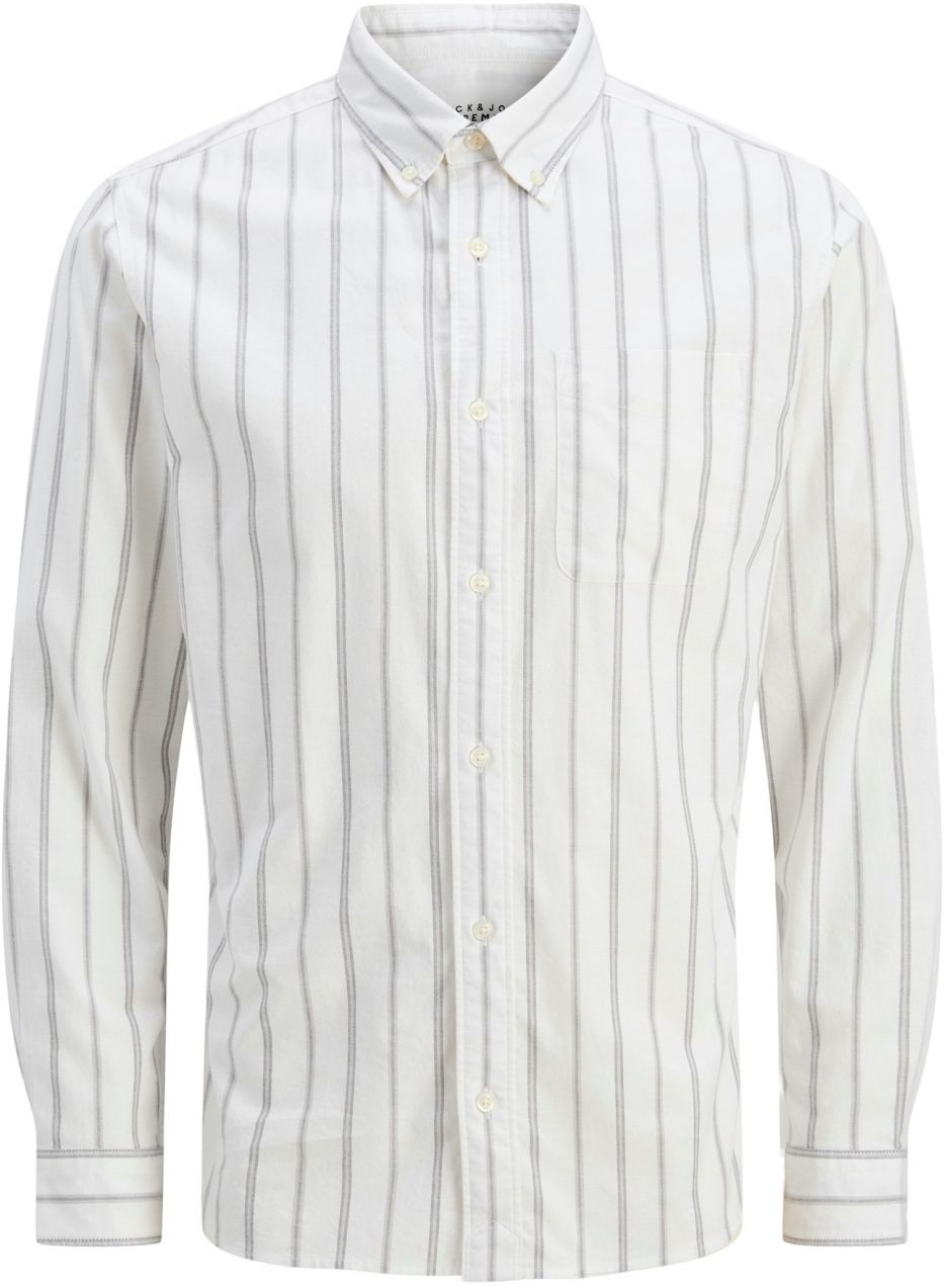 JACK & JONES Košeľa 'JPRBLUBrook'  sivobéžová / tmavosivá / biela
