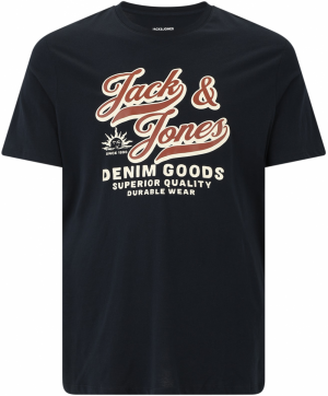 Jack & Jones Plus Tričko  námornícka modrá / hnedá / biela