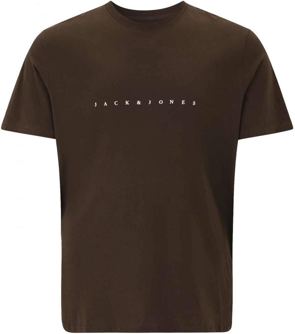 Jack & Jones Plus Tričko 'JJESTAR'  tmavohnedá / biela