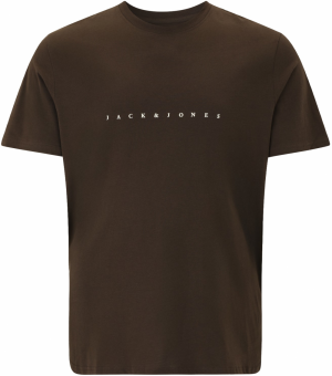 Jack & Jones Plus Tričko 'JJESTAR'  tmavohnedá / biela