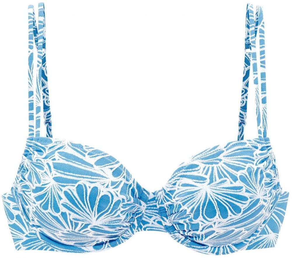 VENICE BEACH Bikinový top  nebesky modrá / biela
